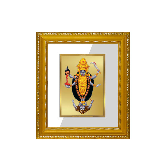 DIVINITI 24K Gold Plated Foil Maa Kali Wall Photo Frame Religious Photo Frame Idol for Home & Office Decor Prayer, Gifts Items DG 101 Size 1 (15.3x14.9 CM)