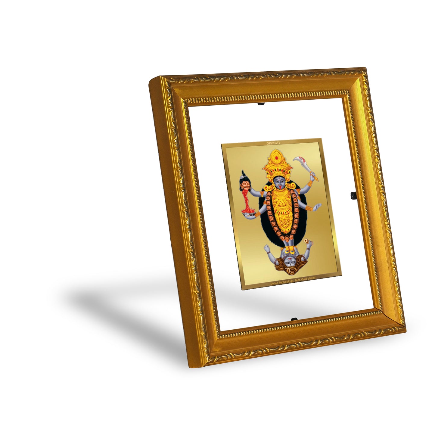 DIVINITI 24K Gold Plated Foil Maa Kali Wall Photo Frame Religious Photo Frame Idol for Home & Office Decor Prayer, Gifts Items DG 101 Size 1 (15.3x14.9 CM)