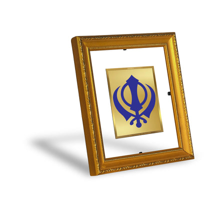 DIVINITI 24K Gold Plated Foil Khanda Sahib Wall Photo Frame Religious Photo Frame Idol for Home & Office Decor Prayer, Gifts Items DG 101 Size 1 (15.3x14.9 CM)