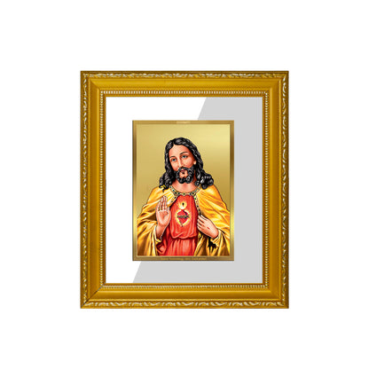 DIVINITI 24K Gold Plated Foil Jesus Wall Photo Frame Religious Photo Frame Idol for Home & Office Decor Prayer, Gifts Items DG 101 Size 1 (15.3x14.9 CM)