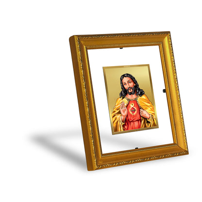 DIVINITI 24K Gold Plated Foil Jesus Wall Photo Frame Religious Photo Frame Idol for Home & Office Decor Prayer, Gifts Items DG 101 Size 1 (15.3x14.9 CM)