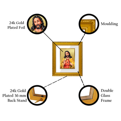 DIVINITI 24K Gold Plated Foil Jesus Wall Photo Frame Religious Photo Frame Idol for Home & Office Decor Prayer, Gifts Items DG 101 Size 1 (15.3x14.9 CM)