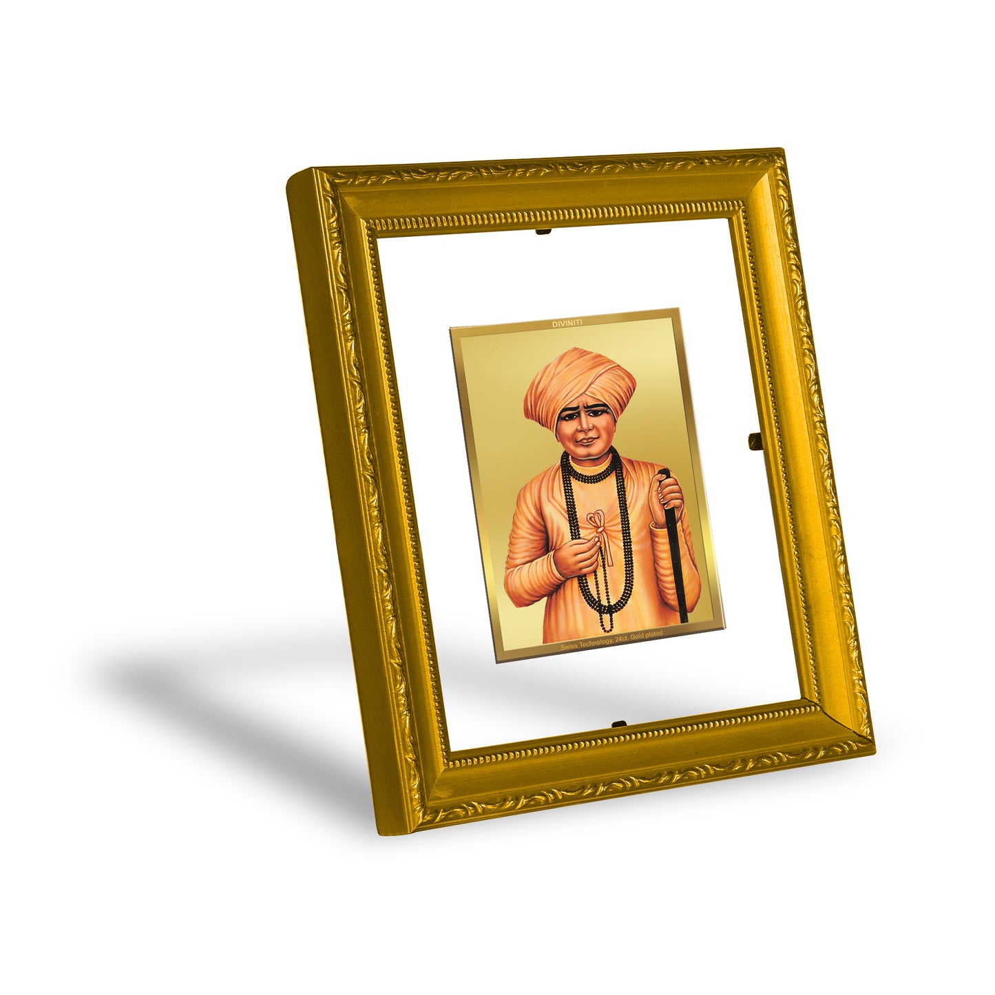 DIVINITI 24K Gold Plated Foil Jalaram Bappa Wall Photo Frame Religious Photo Frame Idol for Home & Office Decor Prayer, Gifts Items DG 101 Size 1 (15.3x14.9 CM)