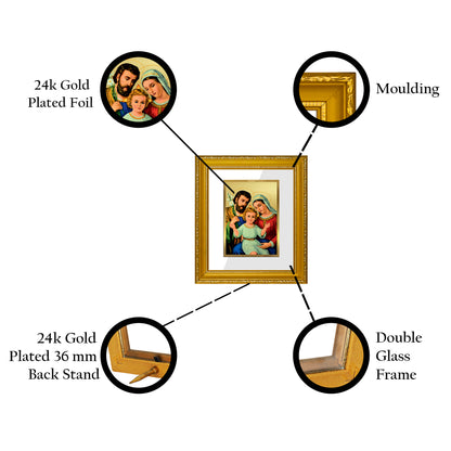 DIVINITI 24K Gold Plated Foil Holy Family Wall Photo Frame Religious Photo Frame Idol for Home & Office Decor Prayer, Gifts Items DG 101 Size 1 (15.3x14.9 CM)