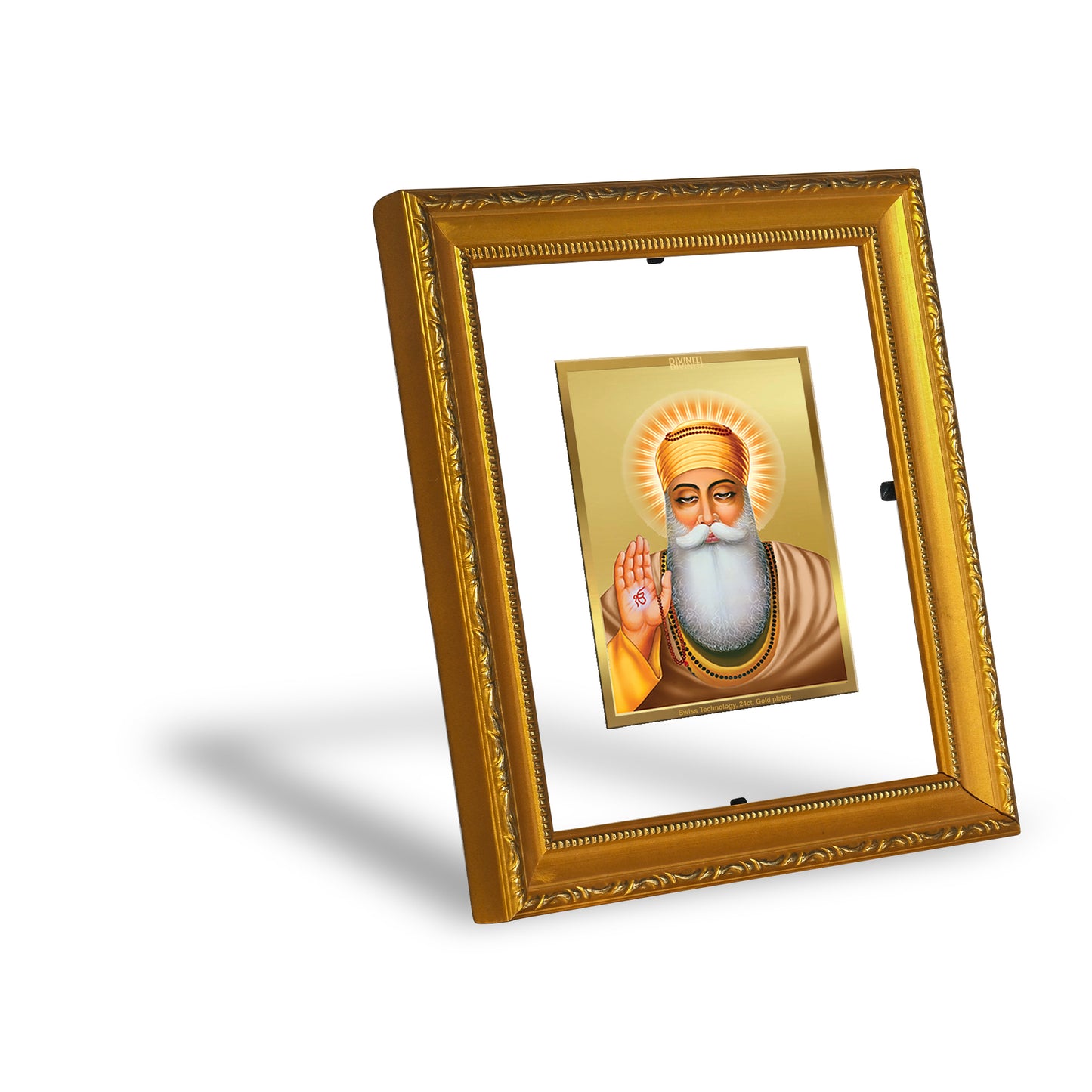 DIVINITI 24K Gold Plated Foil Guru Nanak Wall Photo Frame Religious Photo Frame Idol for Home & Office Decor Prayer, Gifts Items DG 101 Size 1 (15.3x14.9 CM)