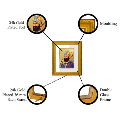 DIVINITI 24K Gold Plated Foil Guru Gobind Singh Wall Photo Frame Religious Photo Frame Idol for Home & Office Décor Gifts Items DG 101 Size 1 (15.3x14.9 CM)