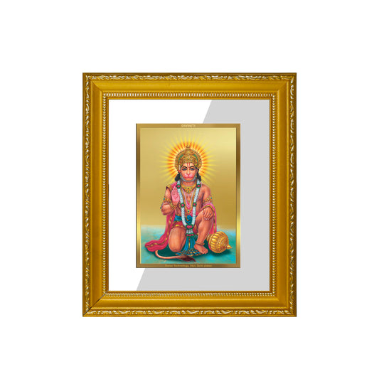 DIVINITI 24K Gold Plated Foil Hanuman-3 Wall Photo Frame Religious Photo Frame Idol for Home & Office Decor Prayer, Gifts Items DG 101 Size 1 (15.3x14.9 CM)