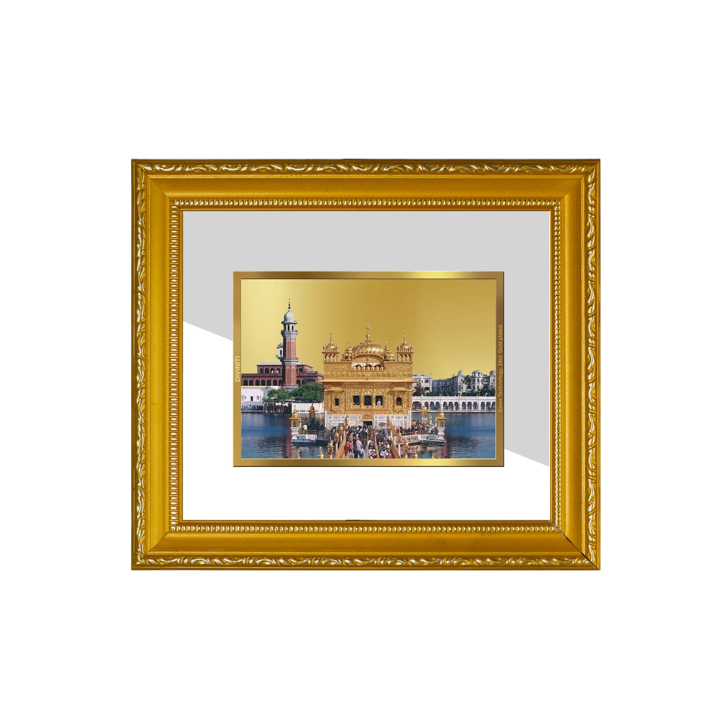 DIVINITI 24K Gold Plated Foil Golden Temple Wall Photo Frame Religious Photo Frame Idol for Home & Office Decor Prayer Gift Items DG 101 Size 1 (15.3x14.9 CM)