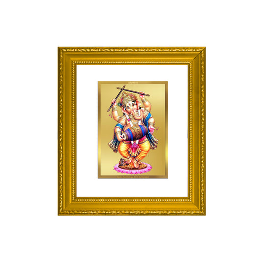 DIVINITI 24K Gold Plated Foil Ganesha Wall Photo Frame Religious Photo Frame Idol for Home & Office Decor Prayer Gifts Item DG 101 Size 1 (15.3x14.9 CM)