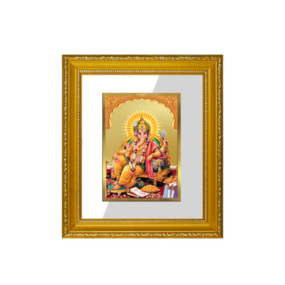 DIVINITI 24K Gold Plated Foil Ganesha Wall Photo Frame Religious Photo Frame Idol for Home & Office Decor Prayer, Gifts Items DG 101 Size 1 (15.3x14.9 CM)