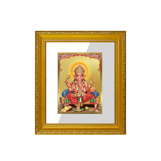 DIVINITI 24K Gold Plated Foil Ganesha Wall Photo Frame and Religious Photo Frame Idol for Home & Office Décor Gifts Items DG 101 Size 1 (15.3x14.9 CM)