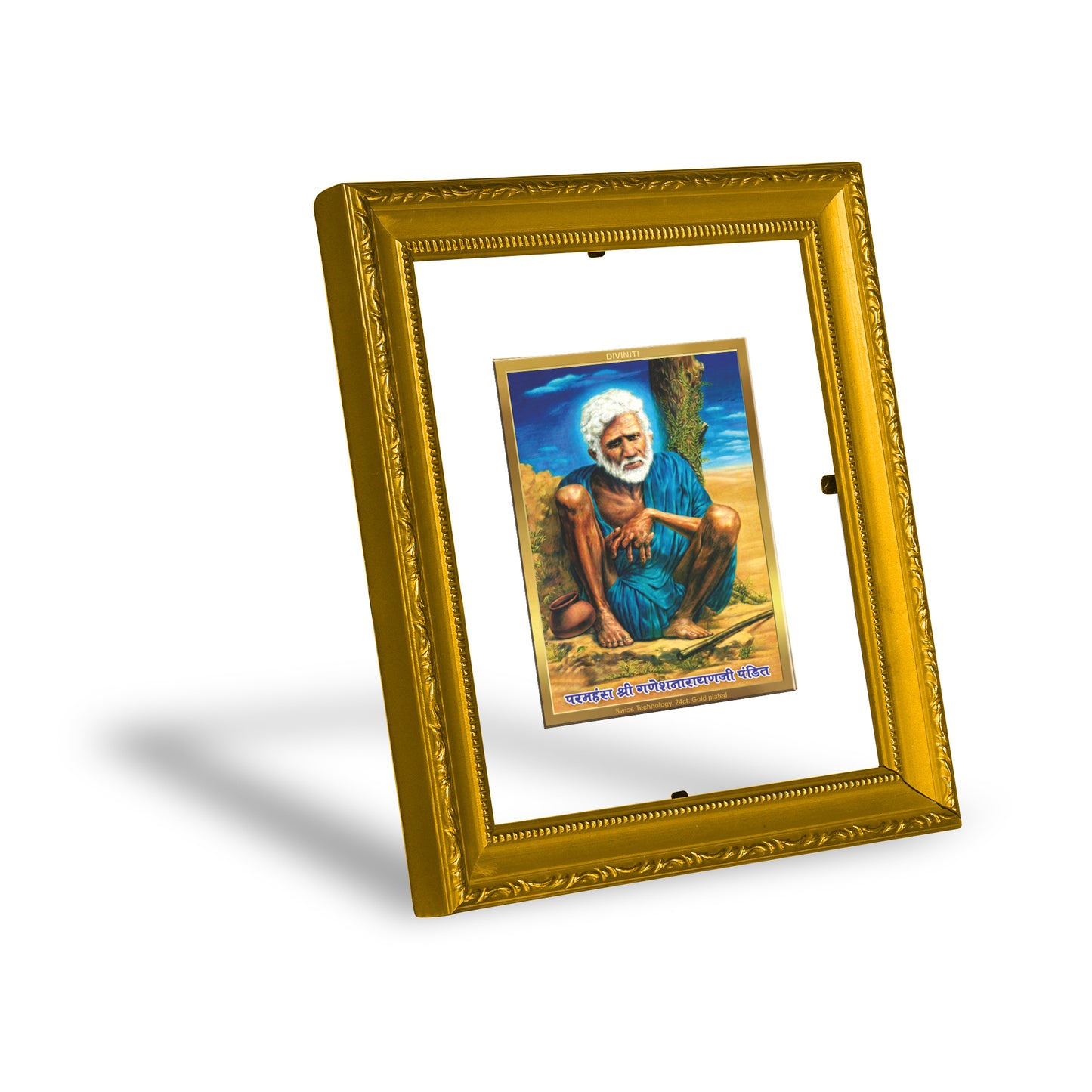 DIVINITI 24K Gold Plated Foil Ganesh Narayan Wall Photo Frame Religious Photo Frame Idol for Home & Office Decor Prayer, Gifts Items DG 101 Size 1 (15.3x14.9 CM)