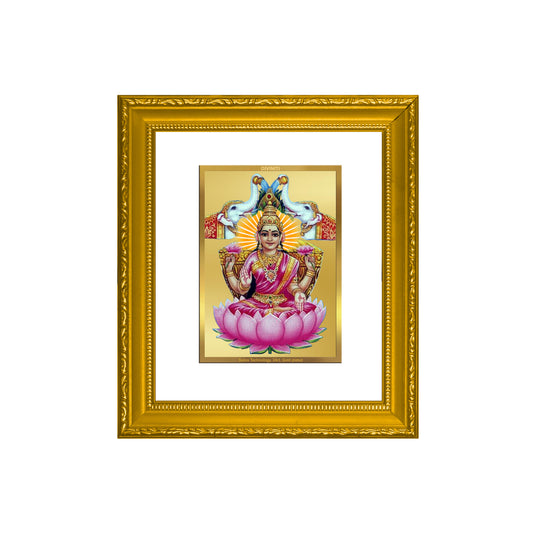 DIVINITI 24K Gold Plated Foil Gaja Lakshmi Wall Photo Frame Religious Photo Frame Idol for Home & Office Decor Prayer, Gifts Items DG 101 Size 1 (15.3x14.9 CM)