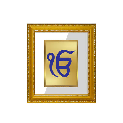 DIVINITI 24K Gold Plated Foil Ek Omkar Wall Photo Frame Religious Photo Frame Idol for Home & Office Decor Prayer, Gifts Items DG 101 Size 1 (15.3x14.9 CM)