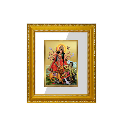 DIVINITI 24K Gold Plated Foil Durga Wall Photo Frame Religious Photo Frame Idol for Home & Office Decor Prayer, Gifts Items DG 101 Size 1 (15.3x14.9 CM)