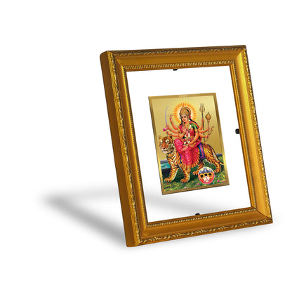 DIVINITI 24K Gold Plated Foil Durga Wall Photo Frame Religious Photo Frame Idol for Home & Office Decor Prayer Gifts Items DG 101 Size 1 (15.3x14.9 CM)