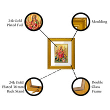 Load image into Gallery viewer, DIVINITI Durga Gold Plated Wall Photo Frame| DG Frame 101 Wall Photo Frame and 24K Gold Plated Foil| Religious Photo Frame Idol For Prayer (15.5CMX13.5CM)
