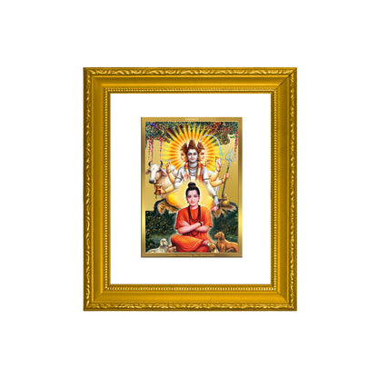 DIVINITI 24K Gold Plated Foil Dattatreya-1 Wall Photo Frame Religious Photo Frame Idol for Home & Office Decor Prayer, Gifts Items DG 101 Size 1 (15.3x14.9 CM)