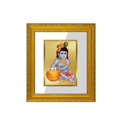 DIVINITI 24K Gold Plated Foil Bal Gopal Wall Photo Frame Religious Photo Frame Idol for Home & Office Decor Prayer Gifts Items DG 101 Size 1 (15.3x14.9 CM)