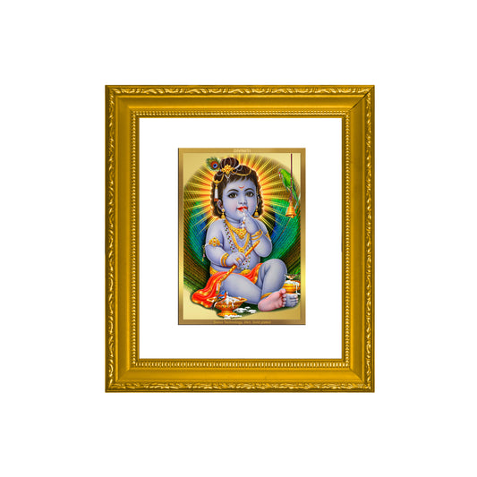 DIVINITI 24K Gold Plated Foil Bal Gopal Wall Photo Frame Religious Photo Frame for Home & Office Prayer Gifts Items DG 101 Size 1 (15.3x14.9 CM)