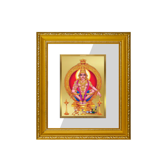 DIVINITI 24K Gold Plated Foil Ayyappan Wall Photo Frame Religious Photo Frame Idol for Home & Office Decor Prayer, Gifts Items DG 101 Size 1 (15.3x14.9 CM)