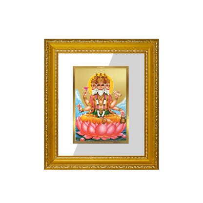 DIVINITI 24K Gold Plated Foil Brahma Wall Photo Frame Religious Photo Frame Idol for Home & Office Decor Prayer, Gifts Items DG 101 Size 1 (15.3x14.9 CM)