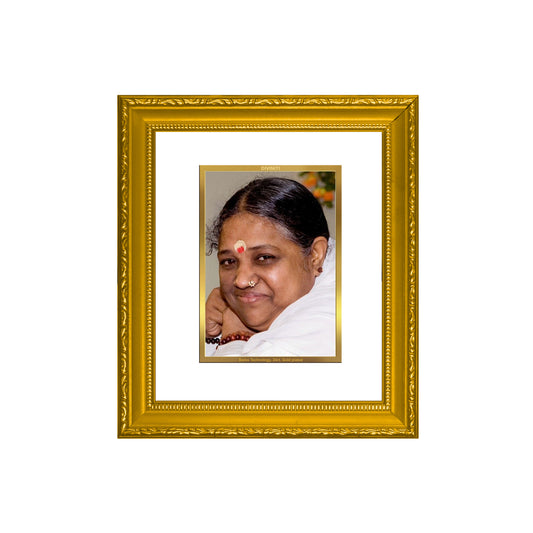 DIVINITI 24K Gold Plated Foil Mata Amritanandamayi Wall Photo Frame Religious Photo Frame Idol for Home & Office Decor Prayer, Gifts Items DG 101 Size 1 (15.3x14.9 CM)