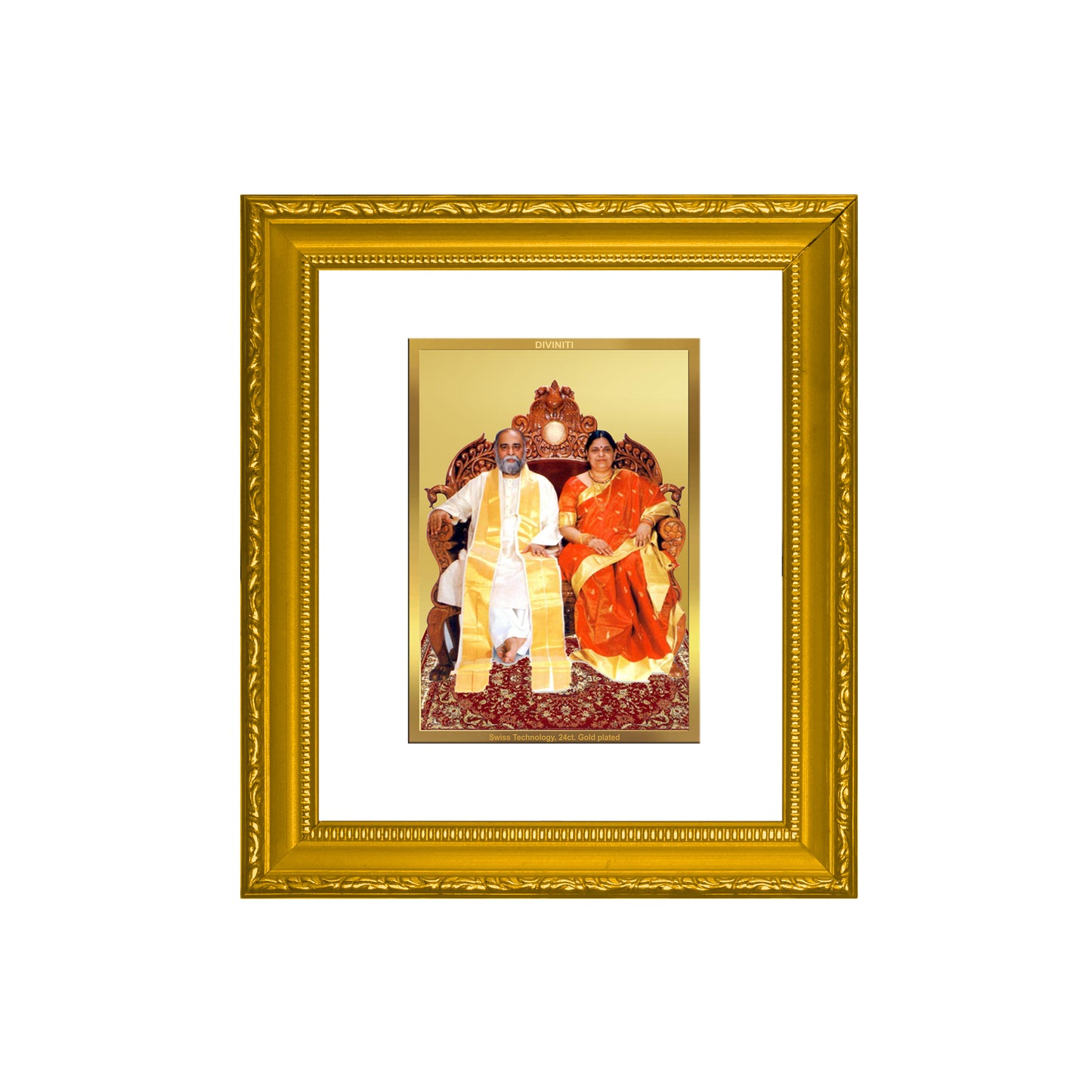 DIVINITI 24K Gold Plated Foil Amma Bhagavan Wall Photo Frame Religious Photo Frame Idol for Home & Office Decor Prayer, Gifts Items DG 101 Size 1 (15.3x14.9 CM)