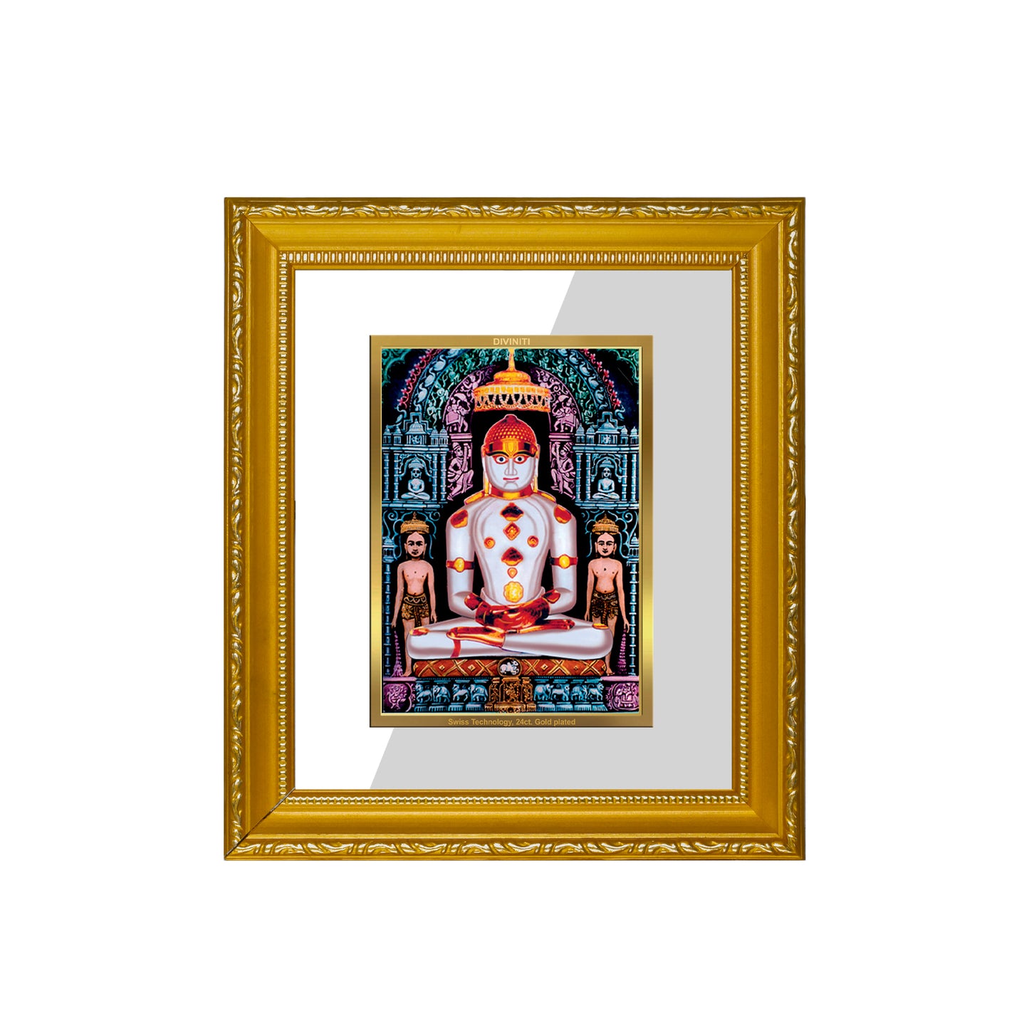 DIVINITI 24K Gold Plated Foil Adinath Wall Photo Frame Religious Photo Frame Idol for Home & Office Decor Prayer, Gifts Items DG 101 Size 1 (15.3x14.9 CM)