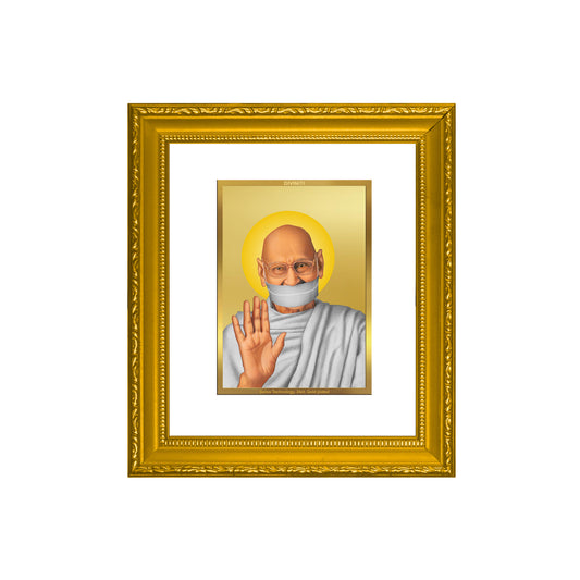 DIVINITI 24K Gold Plated Foil Aacharya Mahaprgya Ji Wall Photo Frame Religious Photo Frame Idol for Home & Office Decor Prayer, Gifts Items DG 101 Size 1 (15.3x14.9 CM)