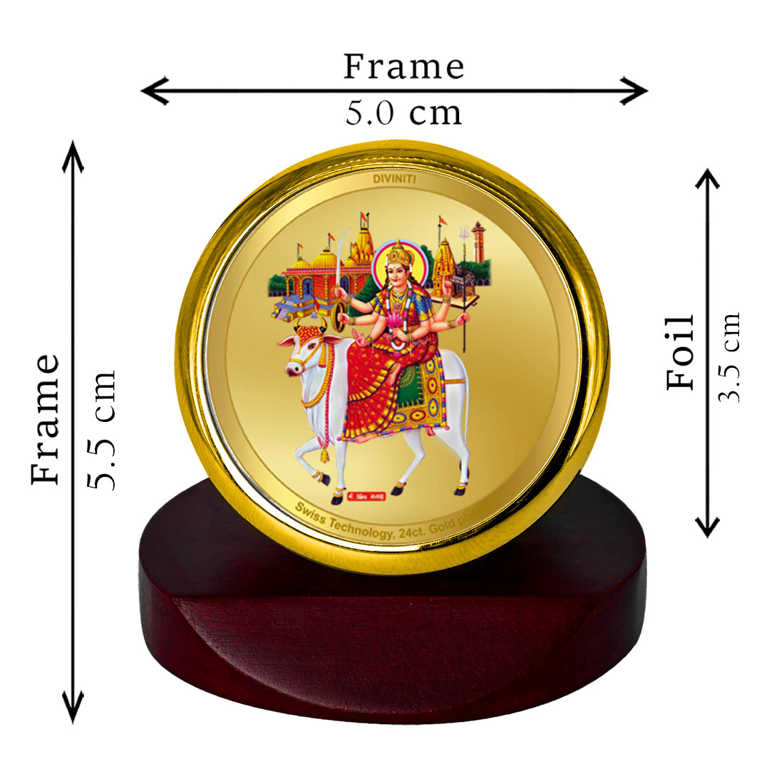 Diviniti 24K Gold Plated Umiya Mata Photo Frame for Car Dashboard, Home Decor, Table Top, Puja Room Worship and Festival Gift MCF1CGOLD (5.5x5 CM)