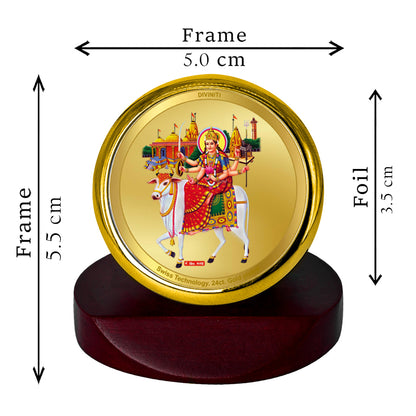 Diviniti 24K Gold Plated Umiya Mata Photo Frame for Car Dashboard, Home Decor, Table Top, Puja Room Worship and Festival Gift MCF1CGOLD (5.5x5 CM)