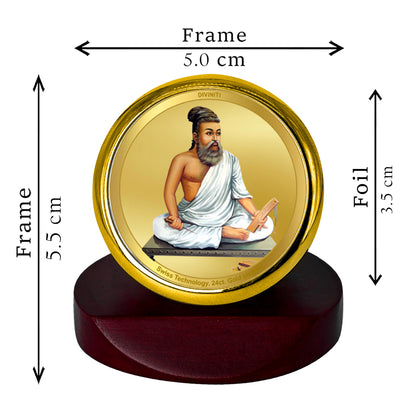 Diviniti 24K Gold Plated Thiruvalluvar Photo Frame for Car Dashboard, Home Decor, Table Top, Puja Room Worship and Festival Gift MCF1CGOLD (5.5x5 CM)