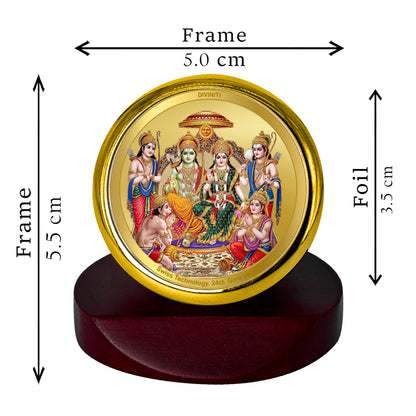 Diviniti 24K Gold Plated Ram Darbar Photo Frame for Car Dashboard, Home Decor, Table Top, Puja Room Worship and Festival Gift MCF1CGOLD (5.5x5 CM)