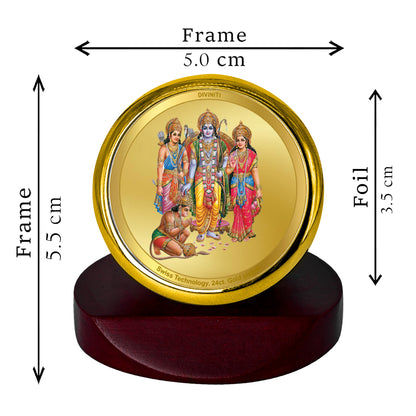 Diviniti 24K Gold Plated Ram Darbar Photo Frame for Car Dashboard, Home Decor, Table Top, Puja Room Worship and Festival Gift MCF1CGOLD (5.5x5 CM)