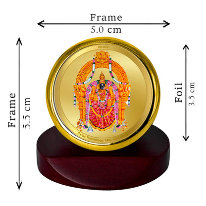 Diviniti 24K Gold Plated Padmawati Balaji Photo Frame for Car Dashboard, Home Decor, Table Top, Puja Room Worship and Festival Gift MCF1CGOLD (5.5x5 CM)