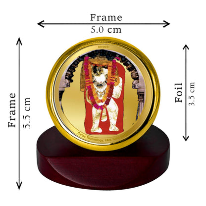 Diviniti 24K Gold Plated Mehandipur Balaji Photo Frame for Car Dashboard, Home Decor, Table Top, Puja Room Worship and Festival Gift MCF1CGOLD (5.5x5 CM)