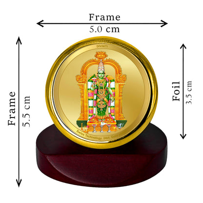 Diviniti 24K Gold Plated Devi Meenakshi Photo Frame for Car Dashboard, Home Decor, Table Top, Puja Room Worship and Festival Gift MCF1CGOLD (5.5x5 CM)