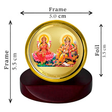 Load image into Gallery viewer, Diviniti 24K Gold Plated Lakshmi Ganesha Frame For Car Dashboard, Puja Room, Worship and Gift (5.5 x 5.0 CM)
