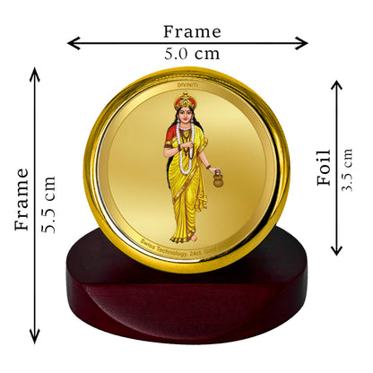 Diviniti 24K Gold Plated Brahmcharini Mata Photo Frame for Car Dashboard, Home Decor, Table Top, Puja Room Worship and Festival Gift MCF1CGOLD (5.5x5 CM)