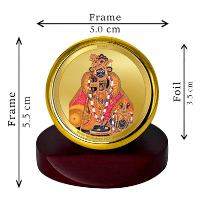 Diviniti 24K Gold Plated Bankey Bihari Photo Frame for Car Dashboard, Home Decor, Table Top, Puja Room Worship and Festival Gift MCF1CGOLD (5.5x5 CM)