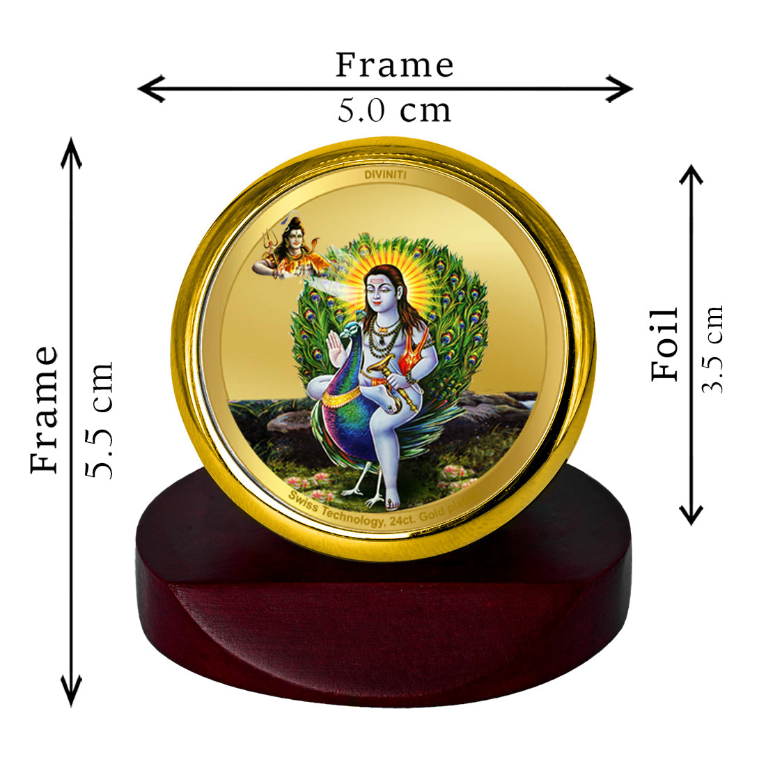 Diviniti 24K Gold Plated Baba Balak Nath Photo Frame for Car Dashboard, Home Decor, Table Top, Puja Room Worship and Festival Gift MCF1CGOLD (5.5x5 CM)