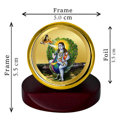 Diviniti 24K Gold Plated Baba Balak Nath Photo Frame for Car Dashboard, Home Decor, Table Top, Puja Room Worship and Festival Gift MCF1CGOLD (5.5x5 CM)