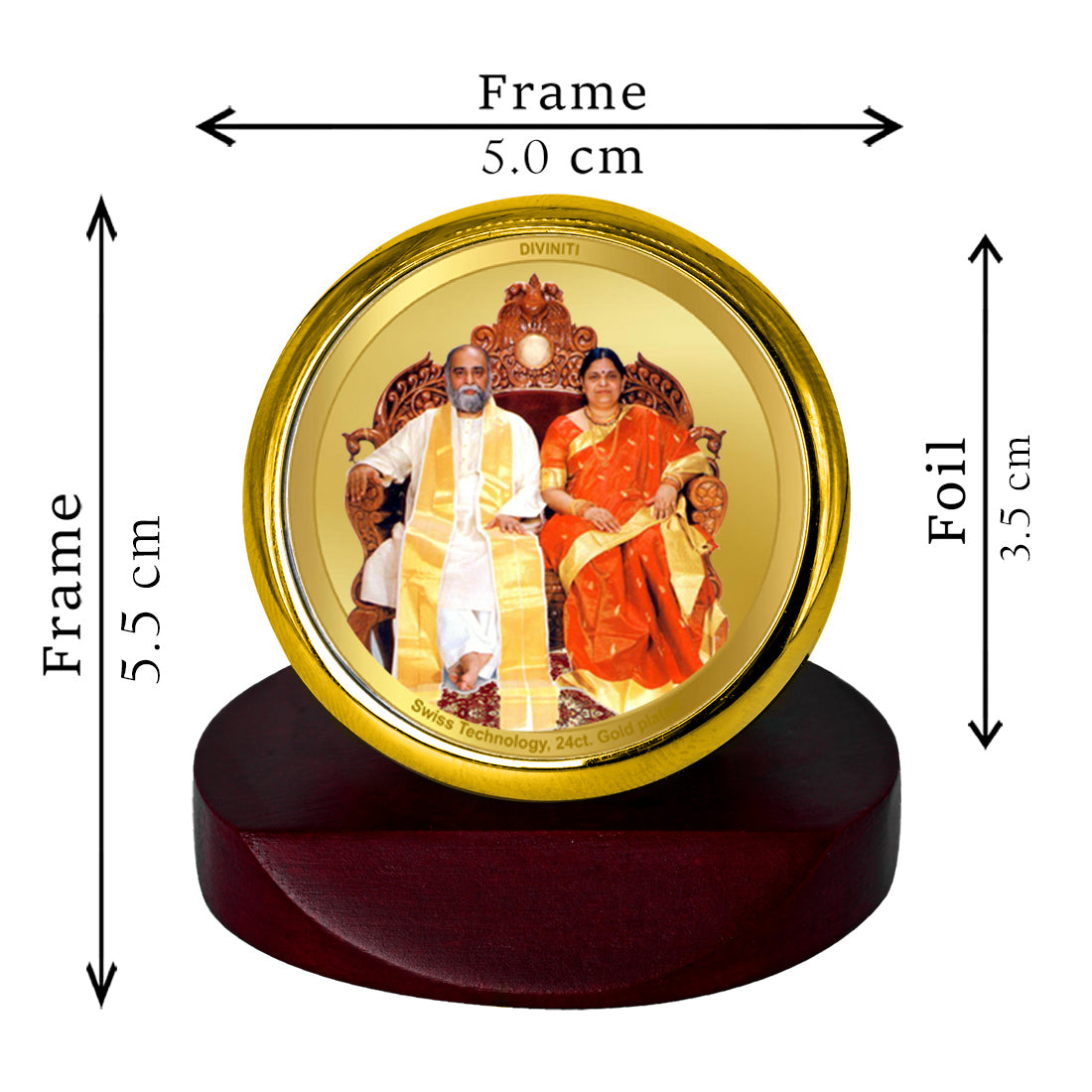 Diviniti 24K Gold Plated Amma Bhagavan Photo Frame for Car Dashboard, Home Decor, Table Top, Puja Room Worship and Festival Gift MCF1CGOLD (5.5x5 CM)