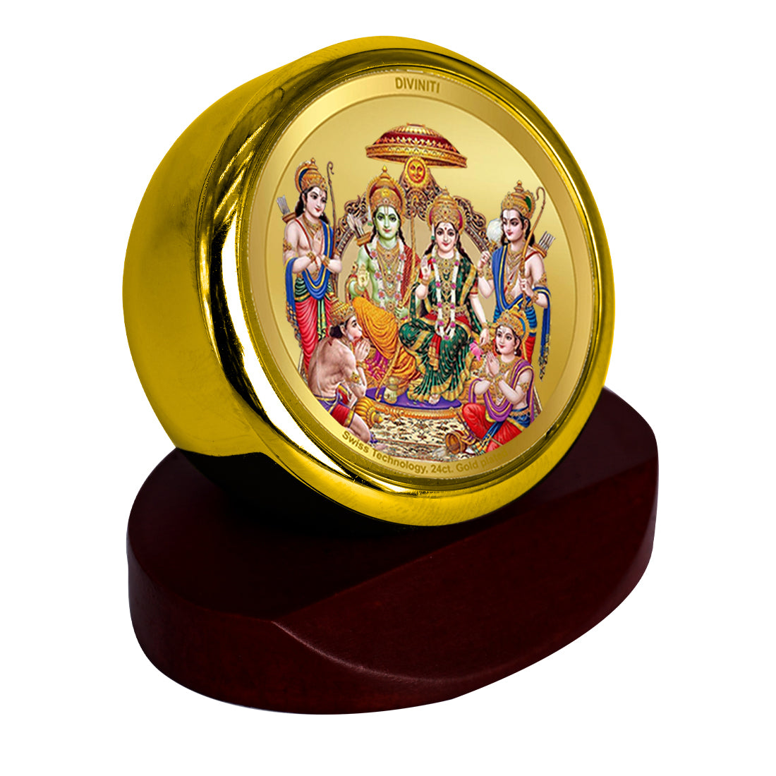 Diviniti 24K Gold Plated Ram Darbar Photo Frame for Car Dashboard, Home Decor, Table Top, Puja Room Worship and Festival Gift MCF1CGOLD (5.5x5 CM)