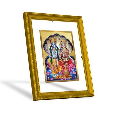 DIVINITI 24K Gold Plated Vishnu Laxmi Wooden Exquisite Photo Frame Idol for Home & Office Decor, Wall Hanging, Workshop, Table Top, Gift | DG113 Size 2 (22.6x18.4 CM)