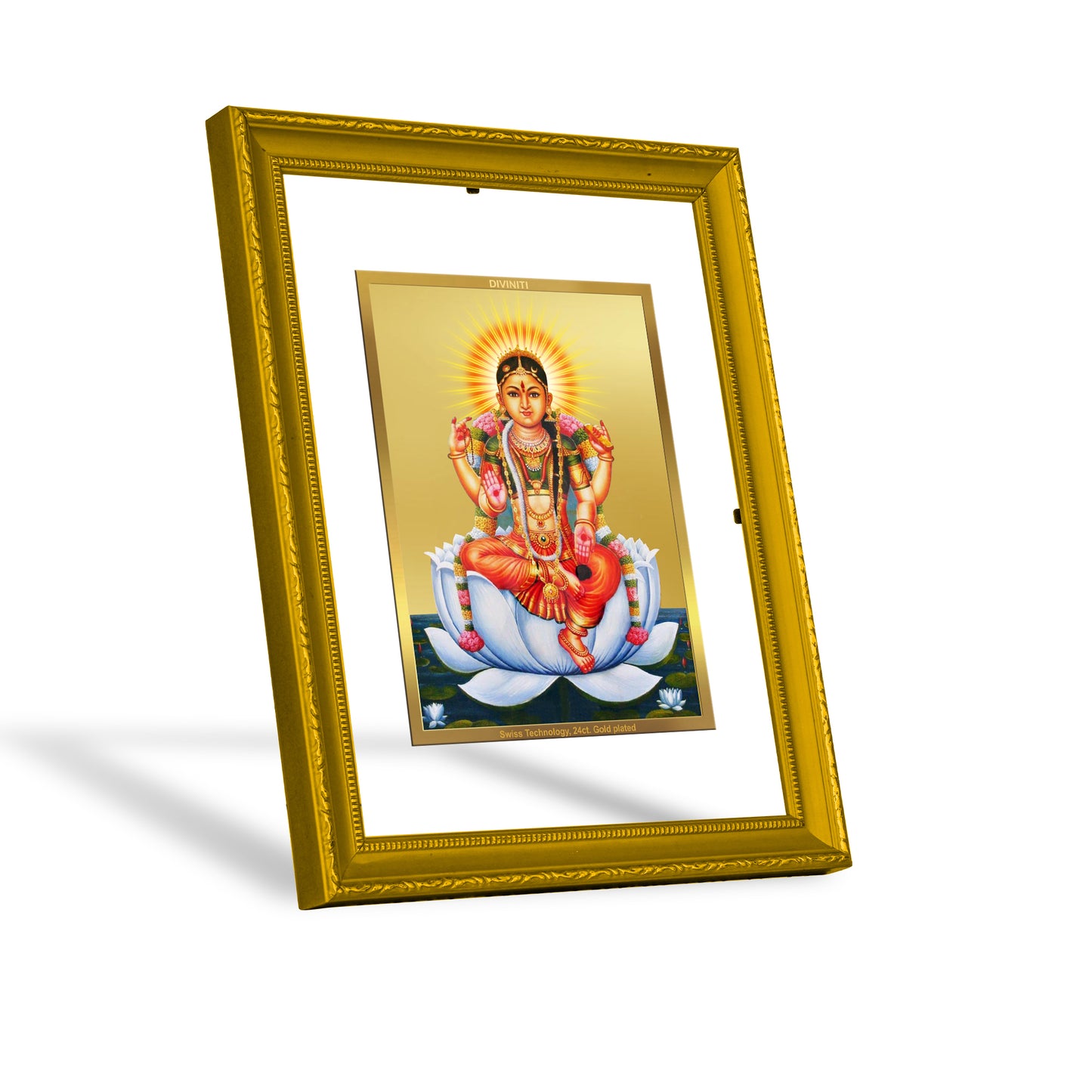 DIVINITI 24K Gold Plated Tripura Devi Photo Frame Idol for Home Decor, Puja Room, Table Top, Wall Hanging, Workshop, Gift|DG101 Size 2 (22.6x18.4 CM)