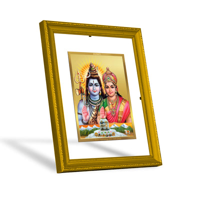 DIVINITI 24K Gold Plated Foil Lord Shiv Parivar Photo Frame Idol for Home Decor, Wall Decor, Puja Room, Luxury Gift|DG101 Size 2 (22.6x18.4 CM)