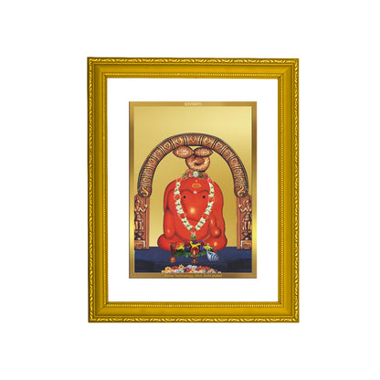 DIVINITI 24K Gold Plated Foil Lord Ganesha Religious Photo Frame Idol for Puja Room, Home Decor, Wall Hanging, Gift|DG101 Size 2 (22.6x18.4 CM)