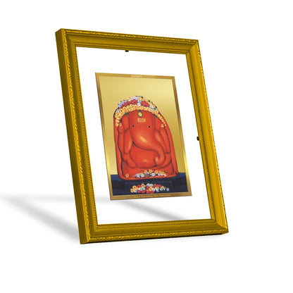 DIVINITI 24K Gold Plated Foil Lord Ganesha Stylish Photo Frame Idol for Wall Hanging, Home Decor, Puja Room, Workshop, Gift|DG101 Size 2 (22.6x18.4 CM)